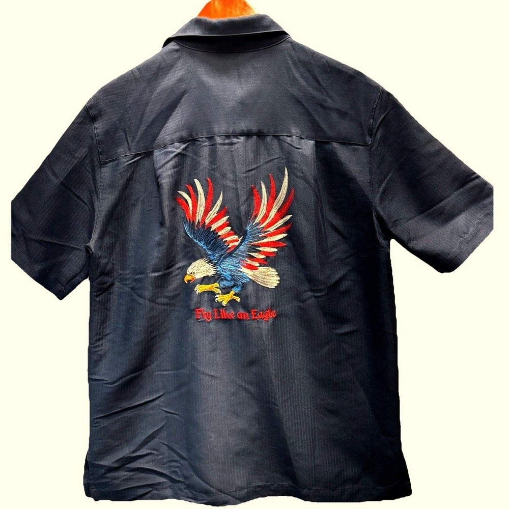 Weekender Luau Edition Mens Blue Embroidered Eagle Shirt Fly Like an Eagle M